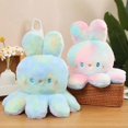 thumbnail image 3 of Tiedye doublesided octopus and rabbit doll colorful rabbit flipping facechanging octopus plush toy sleeping pillow, 3 of 4
