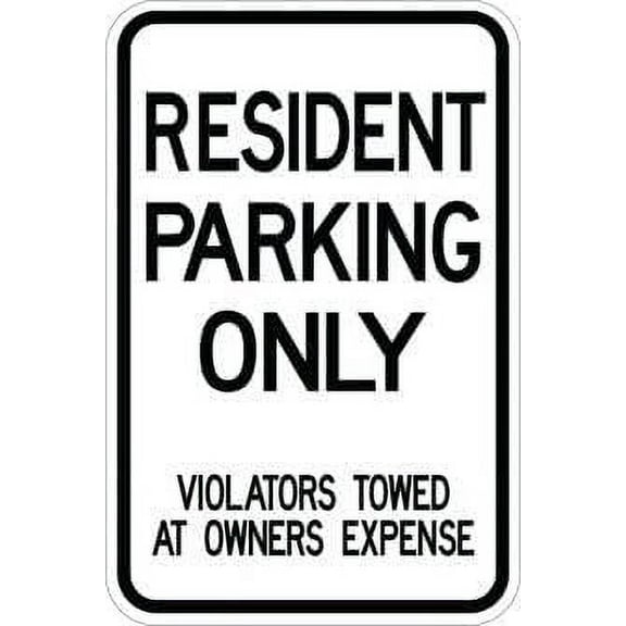 Resident Parking Only Violator Parking Signs Metal Sign Tin Sign 12x16 Inch - Caution Safety Warning Security Signs Indoor & Outdoor Signs for Home, Office, Work