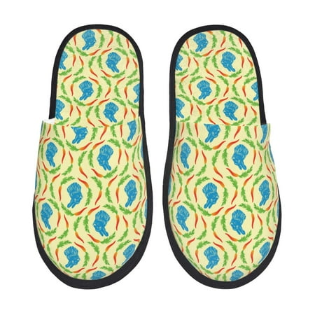 Balery Blue Rabbit Slient Indoor Furry Fleece Comfort House Shoes Soft Non-Slip Home Shoes Cotton slippers House Slippers-- Large