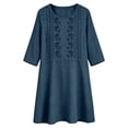 thumbnail image 5 of QUNYINEY Midi Women Summer Dresses 2026 Casual 3/4 Sleeve A Line Dress Solid Loose Fit with Pockets Embroidered Crew Neck Dresses, 5 of 6