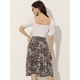 thumbnail image 4 of Falda Midi Fluida Con Cintura Elástica Y Volantes Con Estampado Floral Para Mujer Negro Floral M, 4 of 5