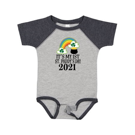 

Inktastic 2021 1st St Patricks Day Cute Childs Gift Baby Boy or Baby Girl Bodysuit