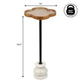 thumbnail image 4 of JONATHAN Y Colby 24.5" Classic Cottage Wood/Metal Drink Table and Decorative End Table with Quatrefoil Top and White Marble Base, Natural/Black, END3000A, 4 of 5