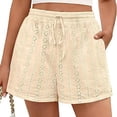 thumbnail image 5 of Women's Summer Casual Lace Elastic Waist Shorts Cute Eyelet Beach Vacation, 5 of 9