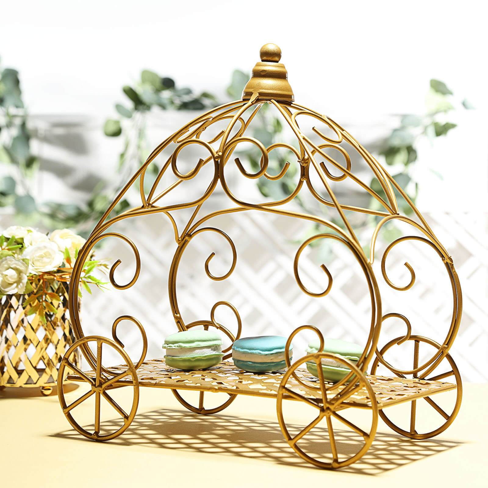 Efavormart 11" Gold Cinderella Pumpkin Carriage Centerpiece, Decorative