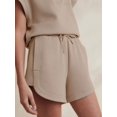 thumbnail image 2 of Women Two Piece Outfits Tracksuit Half Zip Lapel Cap Sleeve Sweatshirt High Waist Drawstring Shorts Set Sweatsuit, 2 of 5