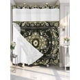 thumbnail image 4 of Vintage Green No Hook Shower Curtain Waterproof, Bathroom Curtains with Snap in Liners and See Through Top Window, Southwestern Geometric Abstract Art Hotel Style Bathtub Curtains Shower 72"Wx78"L, 4 of 8