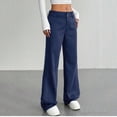 thumbnail image 6 of ZToonmas Solid Pinstripe Wide Leg Suit Pants for Women High Waist Button Zipper Straight Full Length Office Casual Pants with Pockets, 6 of 7
