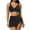 Black, variant on Women's 3 Piece Swimsuits V Neck Twist Front Cut out Drawstring Ruffle Hem Swim Skirt Bathing Suits High Waisted Bikini Sets