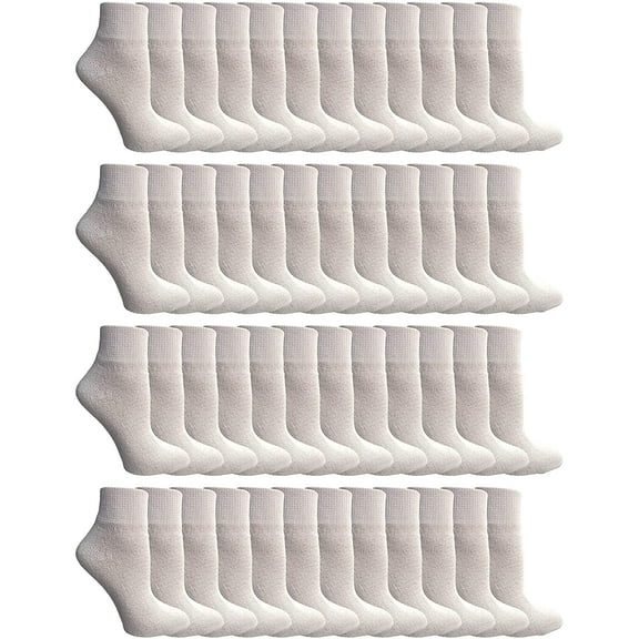 SOCKS'NBULK Mens & Womens Ankle Wholesale Bulk Pack Athletic Sports Socks (Womens 9-11 (Shoe size 5-10), 48 Pairs White)