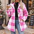 thumbnail image 6 of Dnhxils Womens Fleece Jackets Casual Mock Neck Plaid Jacket with Pockets Button Up Long Sleeve Outerwear for Womens Winter Fashion Hot Pink XXL, 6 of 9