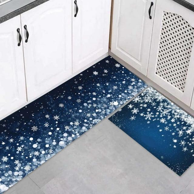TIELUTT Christmas Kitchen Carpet and Mat Set 2 of Kitchen Home Winter Floor Mat Floor Decoration Throw Blanket Linen 5x7 Rug Thin Rugs for Living Room Sofa Throw Blanket Soft Area Rug 6x9