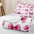 thumbnail image 4 of Erosebridal Lovely Coquette Bow-Tie Kids Twin Quilt Set,Cute Pink Bowknot Print Twin Coverlet Set For Girls,2 Pieces, 4 of 7