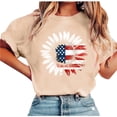 thumbnail image 4 of Mifsaly 4Th Of July T-Shirt Women Casual Sunfloral American Flag Graphic Tee Daily Outing Crewneck Short Sleeve Summer Top Lightweight Breathable Loose Fit Patriotic Shirt XXL, 4 of 5