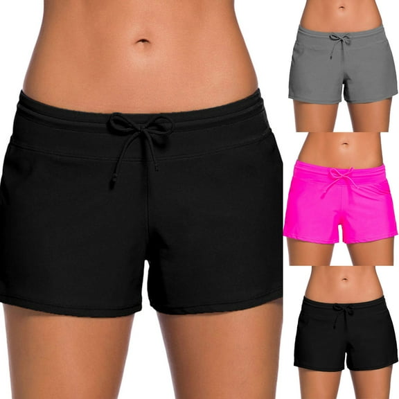 Elainilye Fashion Swimsuit for Women 2024 Swimsuit Shorts Swim Briefs Plus Size Bottom Boardshort Swim Short,Black