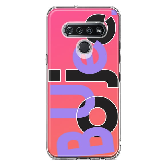 MUNDAZE LG K51 Shockproof Clear Hybrid Protective Phone Case Pink Purple Clear Funny Text Quote Boujee Cover