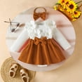 thumbnail image 2 of HCNTES Baby Girl Romper Dress Baby Dress Romper Flowers Lace Fall Winter Clothes with Headband(6-9 Months,Z70-Coffee), 2 of 4