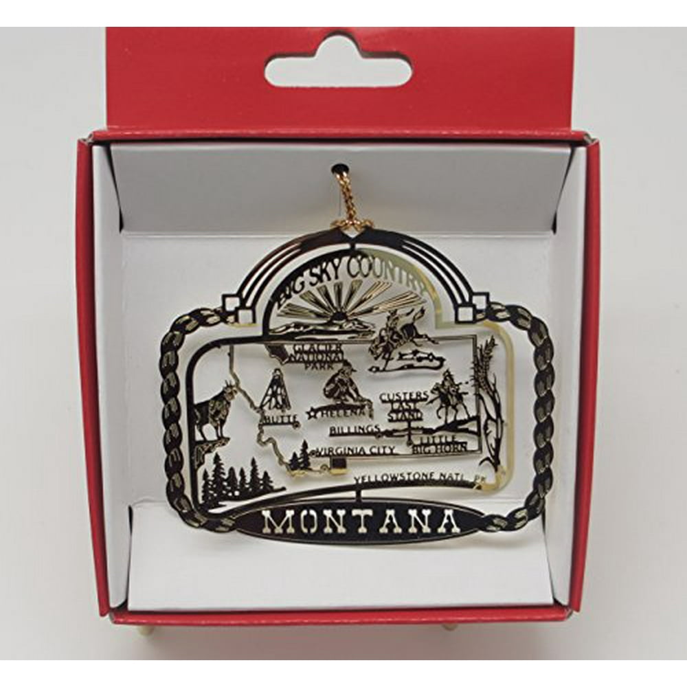 Montana Big Sky Country Brass State Christmas Ornament Yellowstone ...