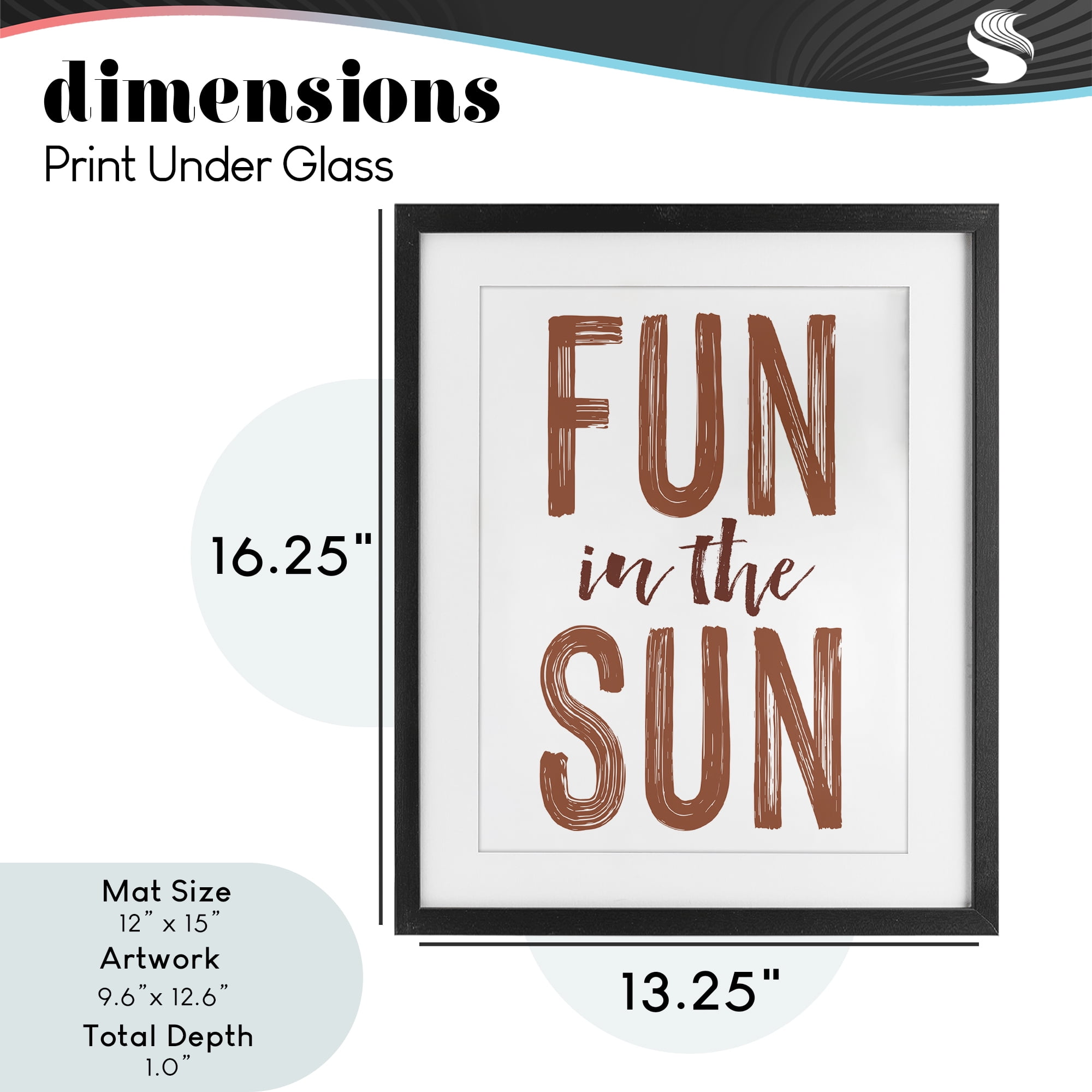 Summer Sentiment Fun In Sun Black Framed Print Under Glass, design by Lettered and Lined