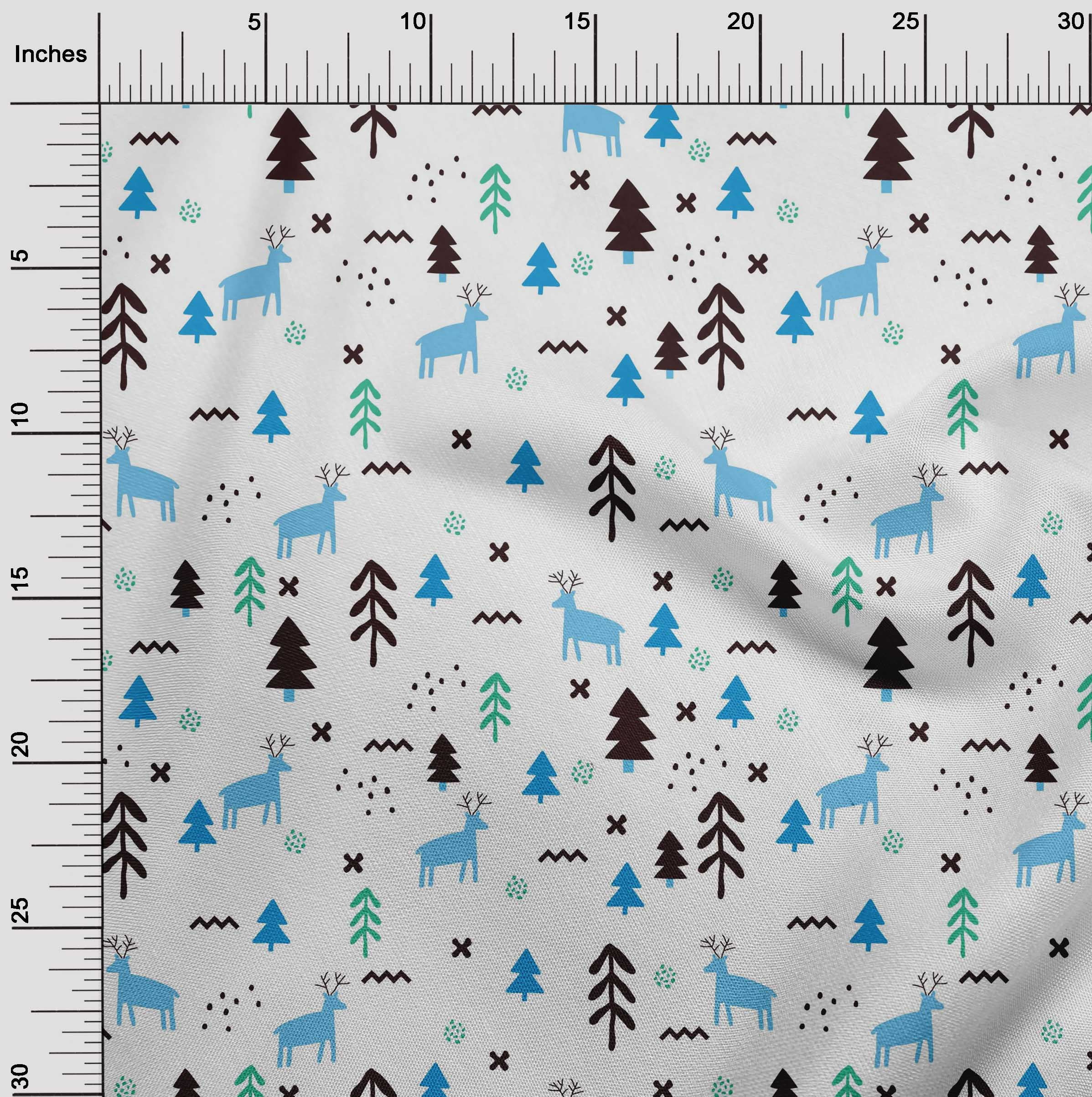 oneOone Rayon White Fabric Christmas Diy Clothing Quilting Fabric Print Fabric By Yard 56 Inch Wide