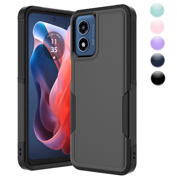Njjex Rugged Case for Motorola Moto G Play 4G 2024 | Heavy Duty Shockproof Cover | Protective Case for 6.5" Phone (AT&T/T-Mobile/Verizon/Unlocked)-Black