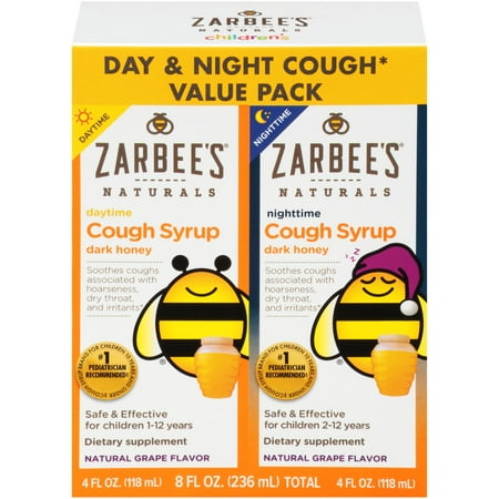 Zarbee's Naturals Children's Cough Syrup with Dark Honey Daytime & Nighttime, Grape, 4 fl oz (2 (Best Cough Syrup Uk)