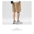 thumbnail image 4 of 2024 pantalones cortos de trabajo para hombres, pantalones casuales de pierna recta de color caqui de verano, pantalones medio holgados de moda japoneses, 4 of 5