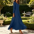 thumbnail image 5 of Bosfbaoi Dresses for Women V‑Neck 3/4 Sleeve A‑Line Flowy Maxi Dress, 5 of 6