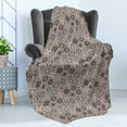 thumbnail image 4 of Antique Oriental Soft Flannel Fleece Throw Blanket, Flowers in Honeycomb Look Frames Rhythmic Pattern, Cozy Plush for Indoor and Outdoor Use, 50" x 60", Pale Tan Dark Taupe Grey, by Ambesonne, 4 of 5