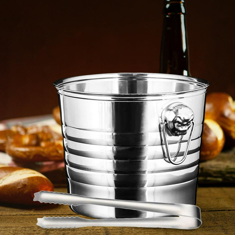 stainless steel ice-cube bucket with handles