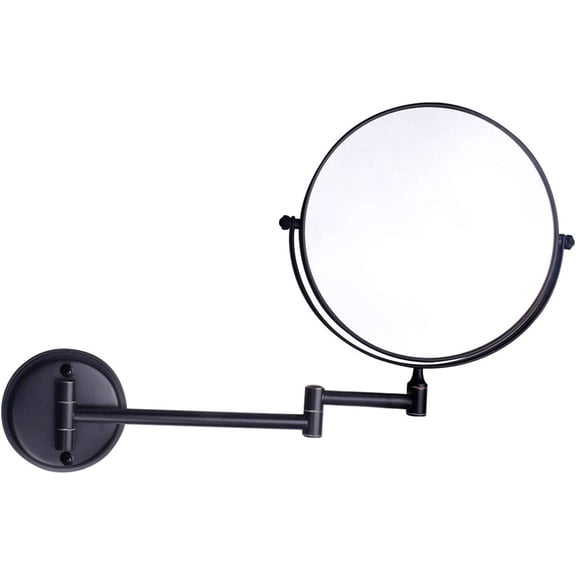 Wall-Mounted Makeup Mirror,8 inch Brass Magnifying Round Double Sided Shaving Mirror,Bathroom Folding 360° Swivel Cosmetic Vanity Mirror,Gold,7X /Black/7X