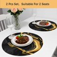 thumbnail image 5 of Round Braided Placemats Set of 2, Black Gold Non-Slip Place Mats for Dining Table Woven Washable Table Mats 13 inch Marble Luxury Abstract Abstract Fluid Texture for Kitchen Decoration, 5 of 9