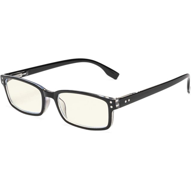 Eyekepper Classical Rectangular Frame Spring-Hinges Computer Glasses Readers Eyeglasses (Black-Transparent, +2.50)