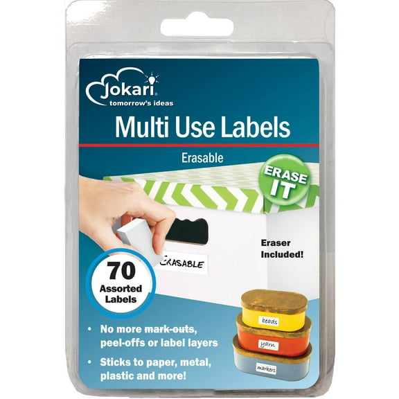 Jokari Erasable Reusable Multiuse Assorted Size Box and Bin Labels for Hobby, Beads, Jewelry