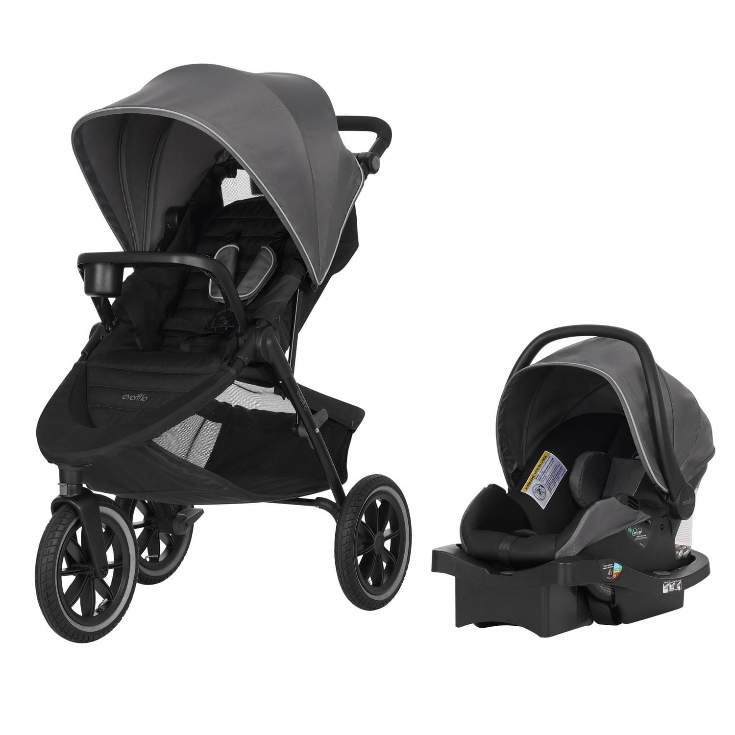 Evenflo Folio3 Stroll & Jog Travel System With LiteMax Infant Car Seat (4-50 lbs)