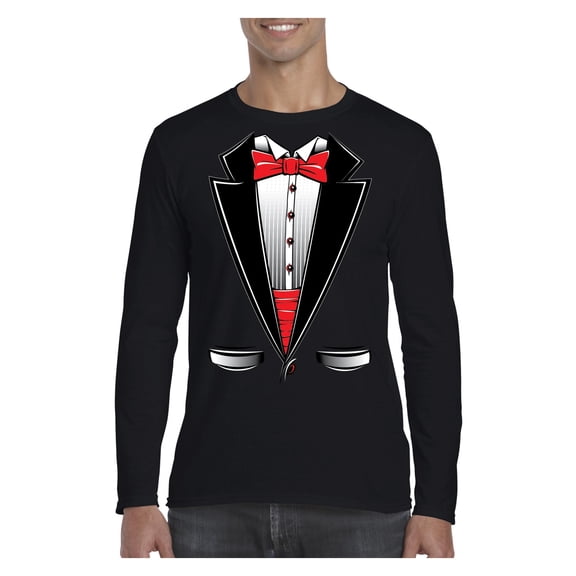 IWPF - Mens Long Sleeve T-Shirts - Tuxedo Prom Costume