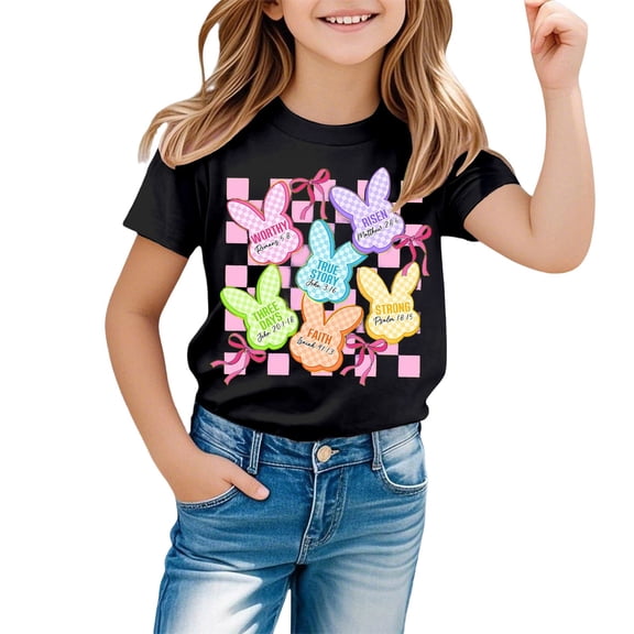 Shadoumai Toddler T Shirts Girls 5t Floral Graphic Boat Neck Shirt Short Sleeve T-Shirt Fashion Basic Tees Girls Summer Tops T-Shirts