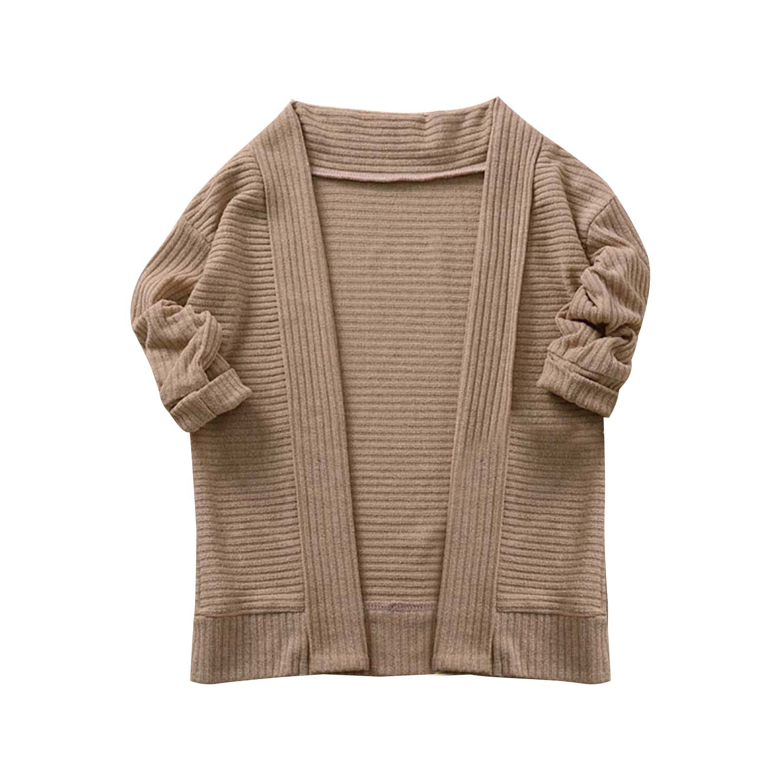 Kids Girl Casual Sweater Long Sleeve Open Front Knit Cardigan Coat Knee Length Knitwear Outerwear for Fall