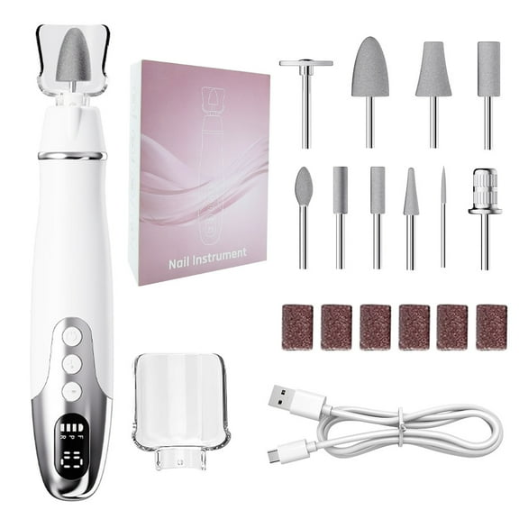 Professional Nail Drill Kit: Electric Nail File with LCD & Lamp, Long-Lasting Thick Toenail Grinder, Rechargeable & Cordless Toe Nail Dremel Tools for Women & Men Manicure and Pedicure Gifts