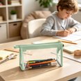 thumbnail image 4 of Linnome Transparent PVC Stationery Bag Waterproof Large Capacity Pencil Pouch - Clear Triangular Teens Pen Bag with Zipper & Loop - Exam Office Travel Makeup Organizer Case, 4 of 6
