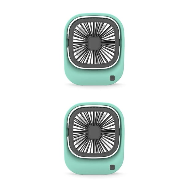 Inteprter Ventilador portátil de mano Ajustable USB 1.5W-2.5W Ventiladores de aire de escritorio Verano Exterior Bolsillo Refrigeración Hogar Verde 2Conjunto