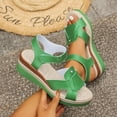 thumbnail image 6 of Dakaela Fashion Summer Sandals for Women Orthopedic Wedge Platform Walking Shoes Arch Support Beach Dressy Slip on Espadrille Green 7, 6 of 8