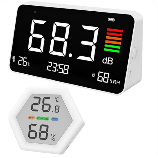 Sonómetro Digital con Pantalla LCD Grande, Medidor de Ruido Digital de Escritorio de 30 A 130 , Comprobador de Monitoreo de Decibelios.