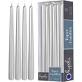 thumbnail image 1 of Hyoola 12 Pack Tall Metallic Taper Candles - 10 Inch Silver Metallic, Dripless, Unscented Dinner Candle - Paraffin Wax with Cotton Wicks, 1 of 8