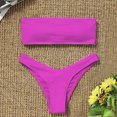 thumbnail image 2 of Traje de baño sexy con espalda abierta, diseño dividido, conjunto de bikini de playa de color sólido con efecto push up de verano, 2 of 8