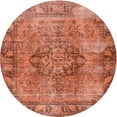 thumbnail image 1 of Ahgly Company Machine Washable Indoor Round Traditional Coral Orange Area Rugs, 3' Round, 1 of 7