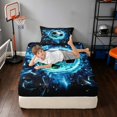 thumbnail image 5 of Manfei Football Sport Twin Sheets, Bedding, Black Neon Blue 3pcs(1 Flat Sheet, 1 Fitted Sheet and 1 Pillowcase), 5 of 6