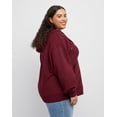 thumbnail image 2 of Hanes Originals Women's Fleece Zip-Up Hoodie (Plus Size) Mulled Berry 4X, 2 of 8