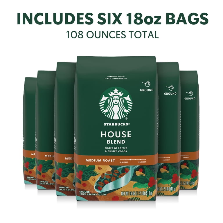 Starbucks House Blend コーヒー豆 250g 6袋セット 6 pack) Starbucks House Blend, Ground Coffee, Medium Roast Hot or