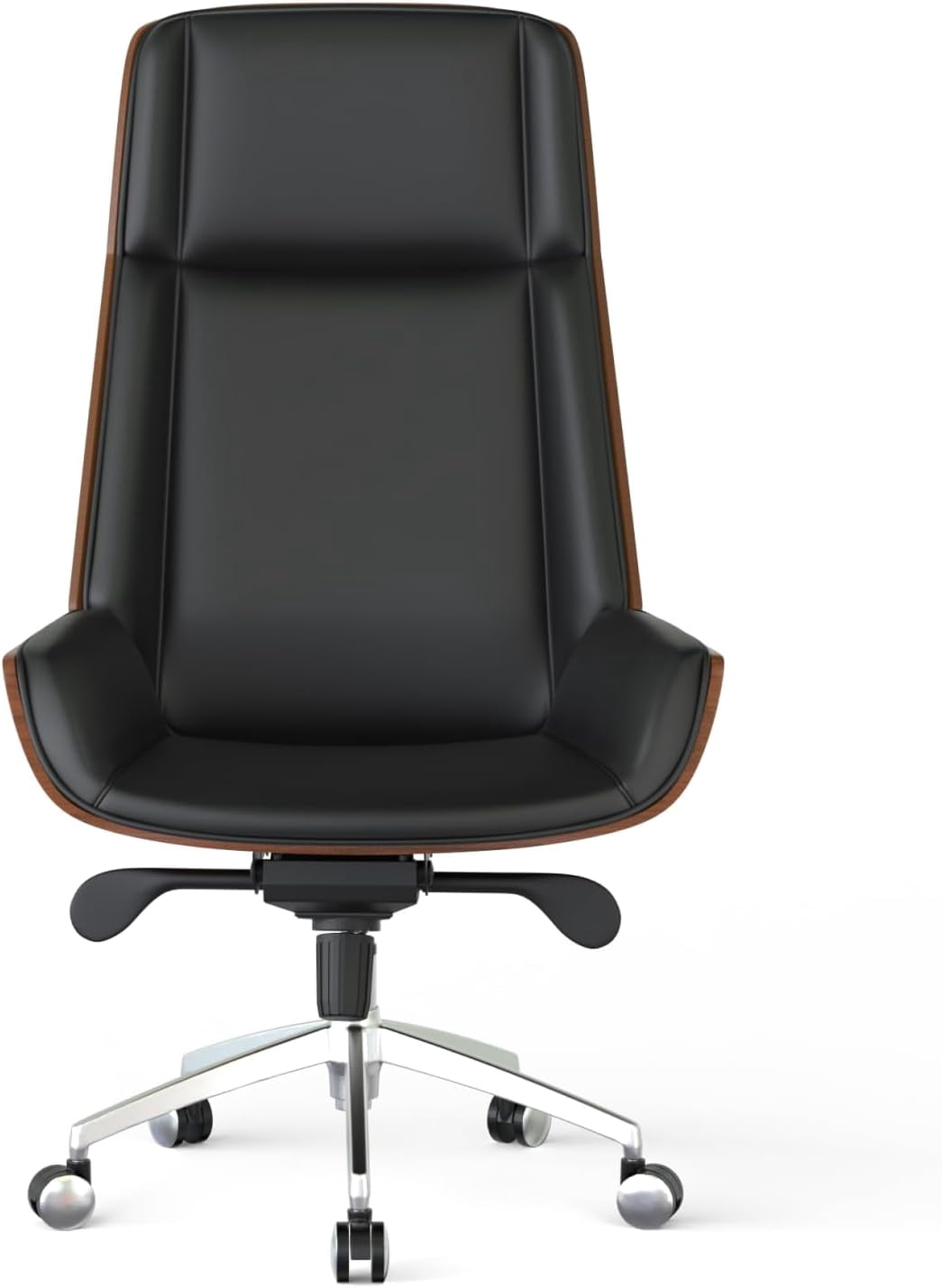 FOH Adult Wood High Back Indoor Commercial Swivel Executive Desk Chair, Black